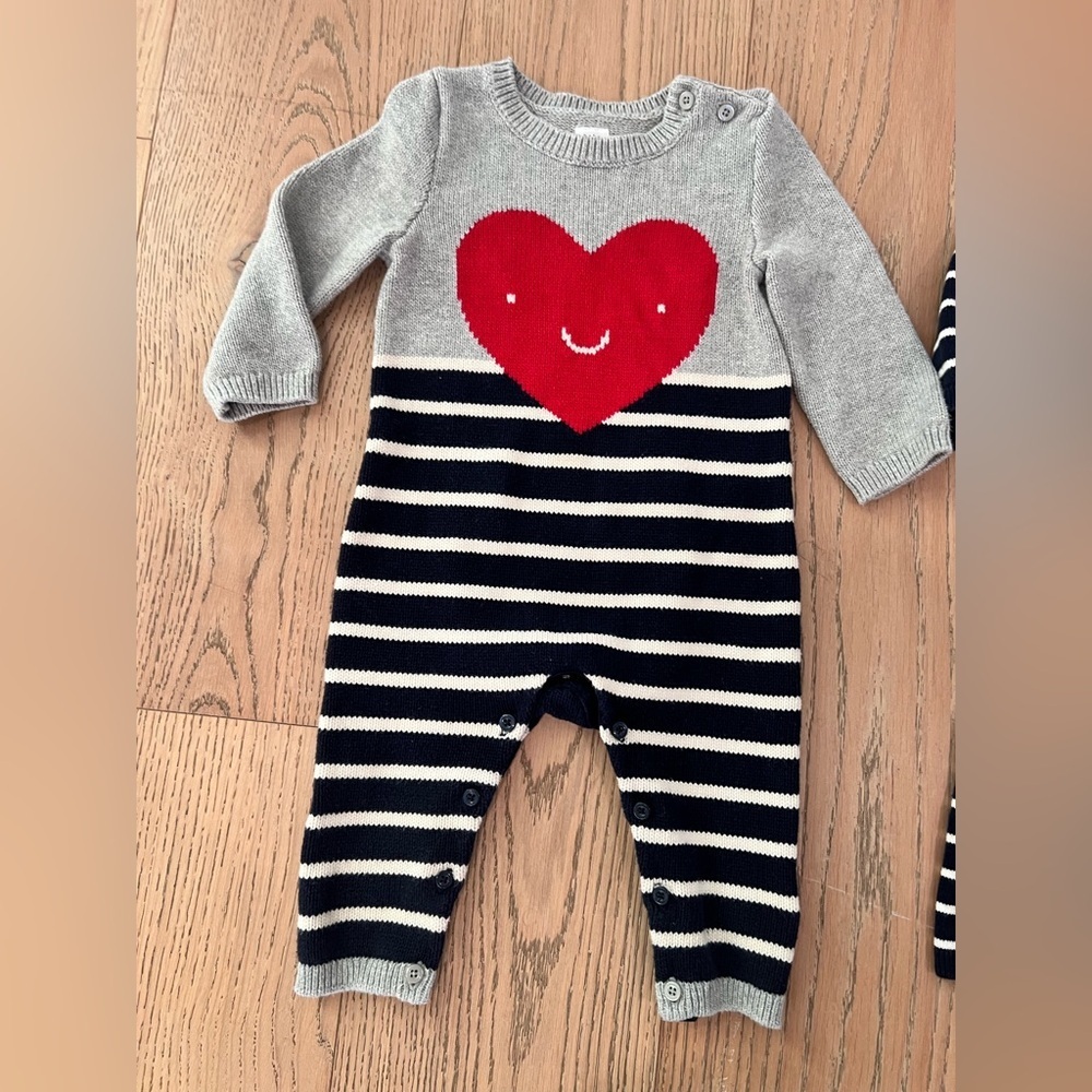GAP Gray and Navy Striped Kids One Pieces - Picture 4 of 10